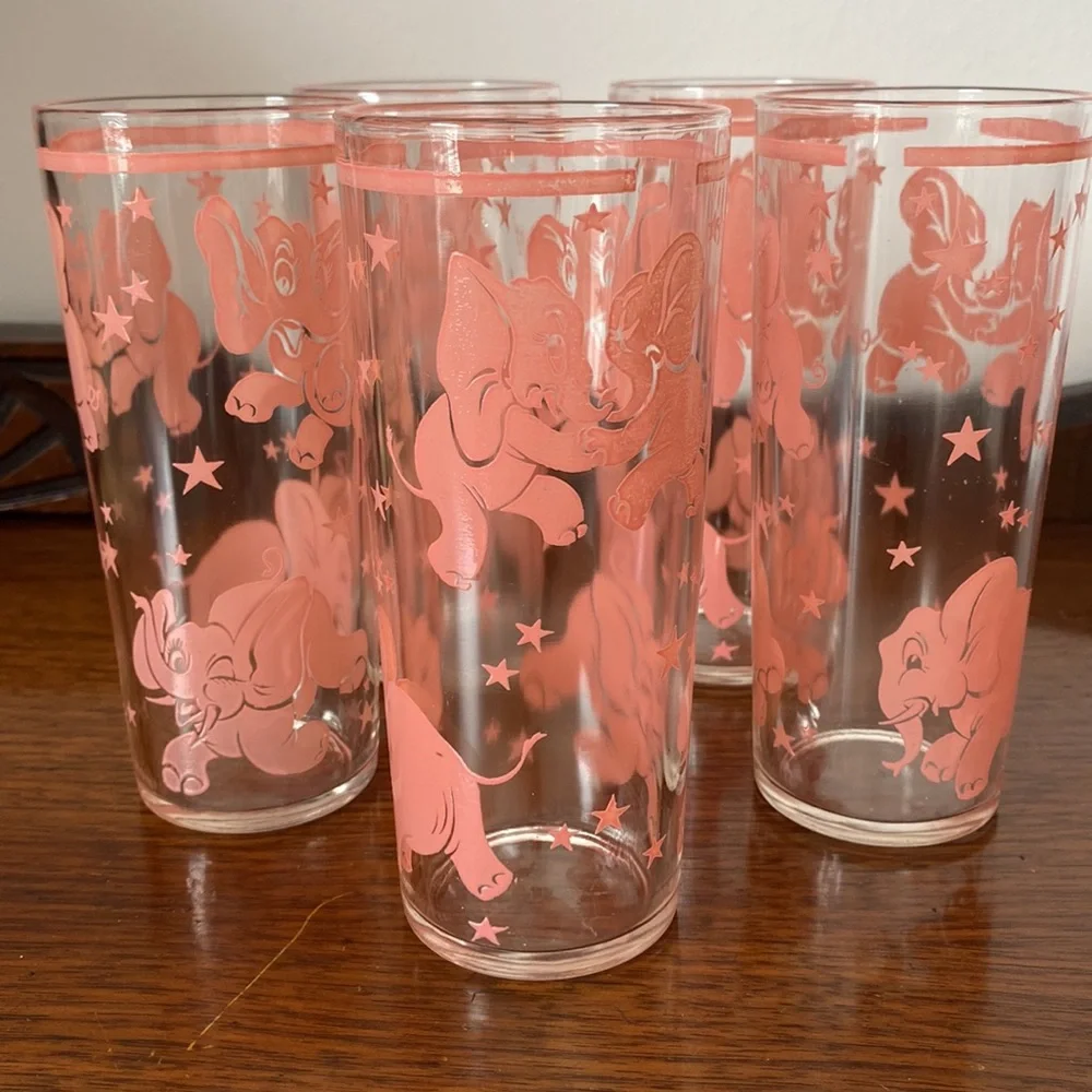 04:08  Vintage Hazel Atlas Glass Co. Pink Elephants Bar Set